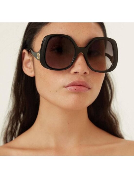 Gucci GG1235S 001 Sunglasses Black Square Frame, Grey Gradient Lenses main image 10